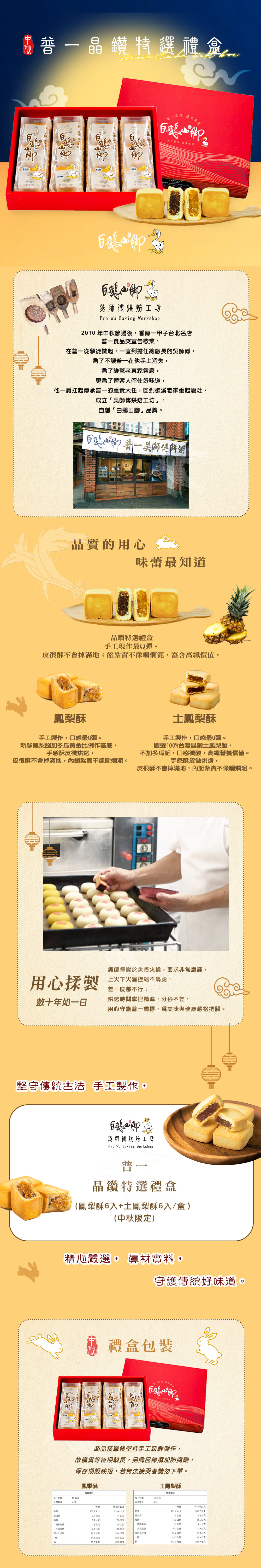 白鵝山腳】普一晶鑽特選禮盒(12入/盒_鳳梨酥+土鳳梨酥)中秋限定包裝 附提袋(預購)