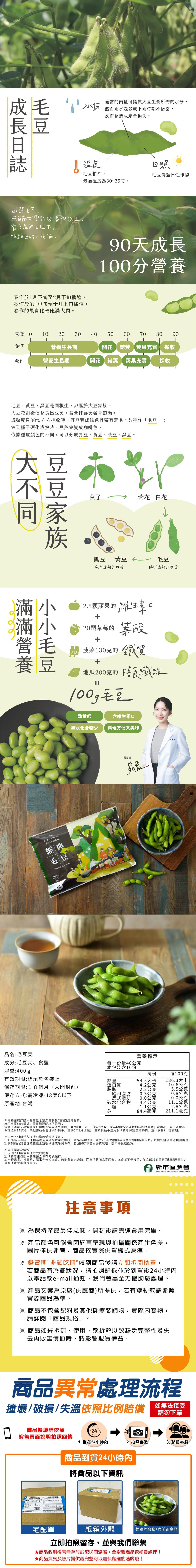 【台南新市區農會】經典原味毛豆莢x5包(400g/包)