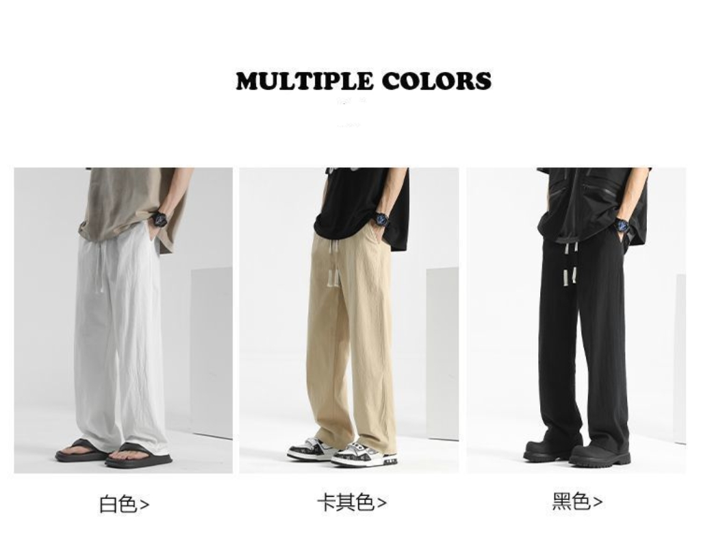 夏季棉麻亞麻垂墜感男休閒直筒褲