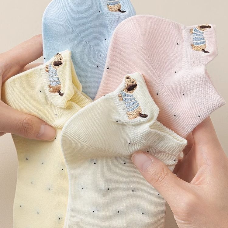 爆款立耳甜心搞怪襪刺繡狗狗短襪褲船型襪