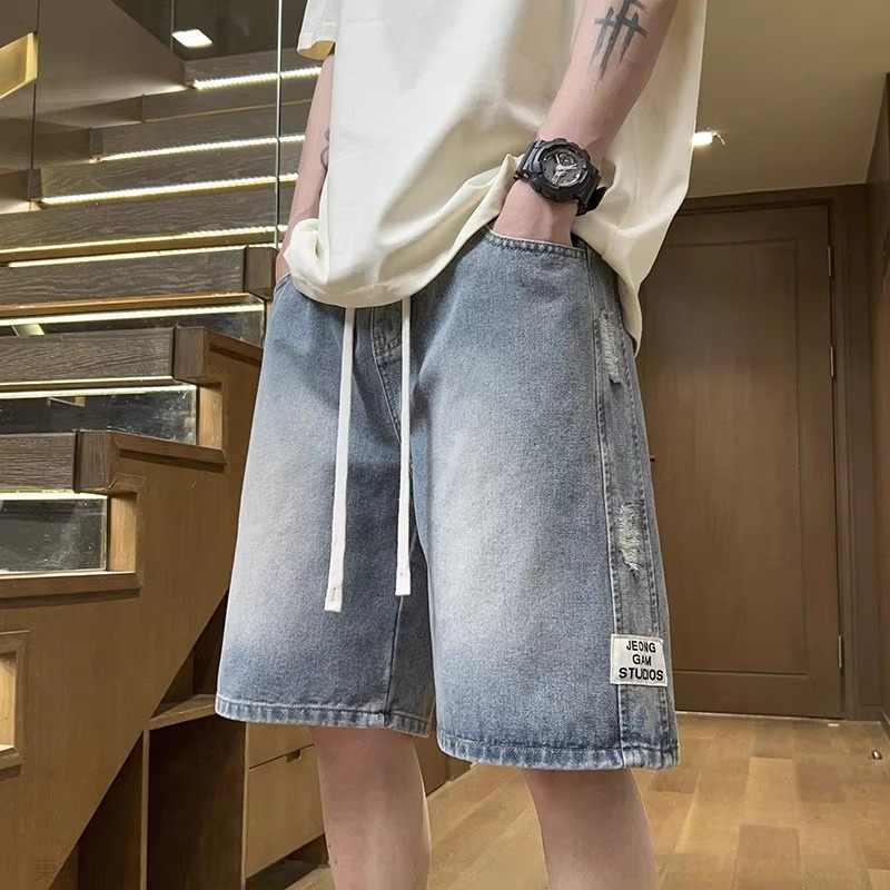 夏季男款薄款水洗復古五分褲短褲