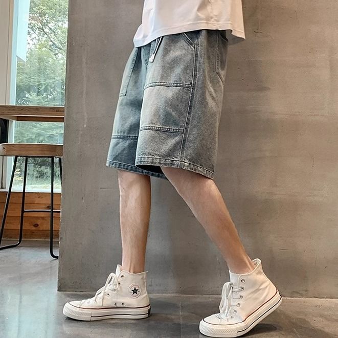 夏季男款薄款水洗復古五分褲短褲