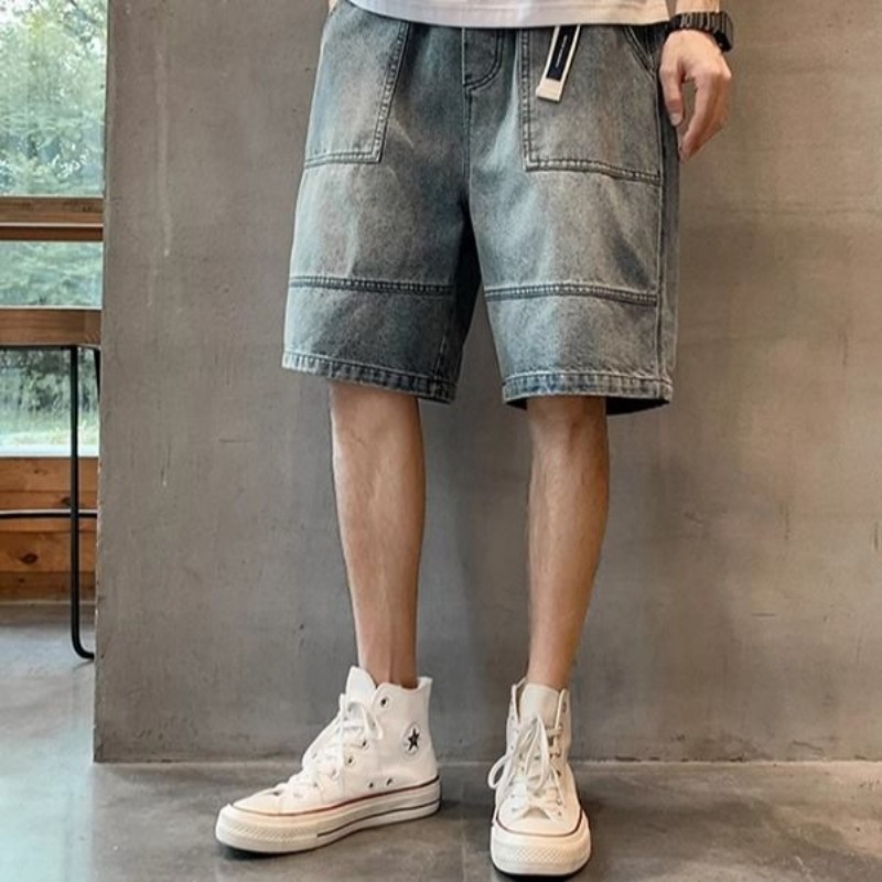 夏季男款薄款水洗復古五分褲短褲