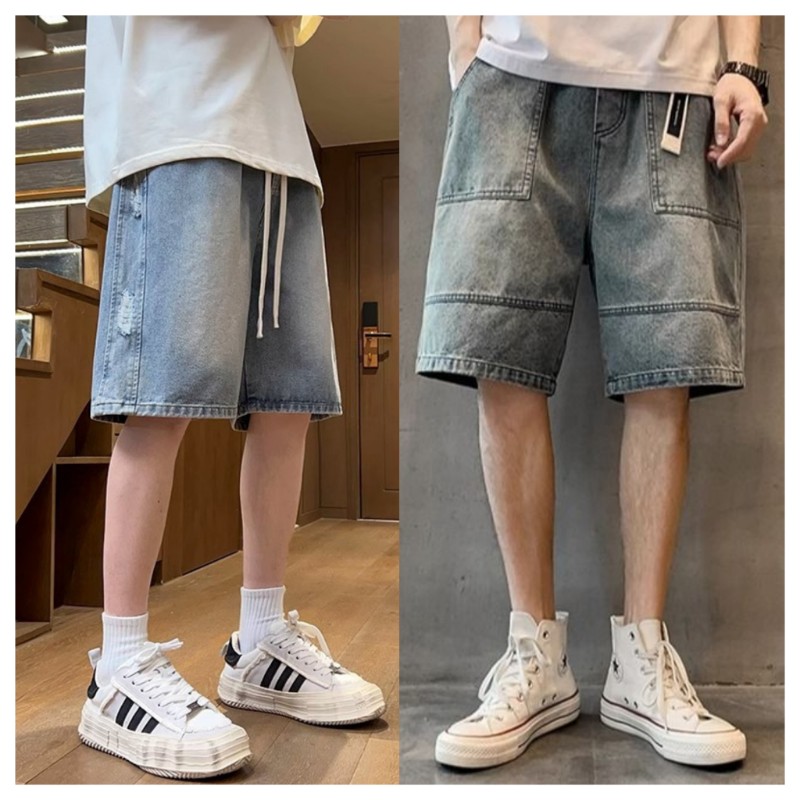 夏季男款薄款水洗復古五分褲短褲
