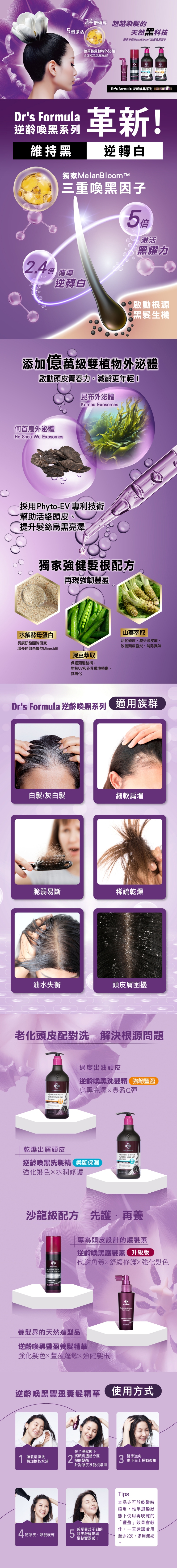 《台塑生醫》Dr’s Formula逆齡喚黑洗髮精(柔韌保濕款/強韌豐盈款)580g