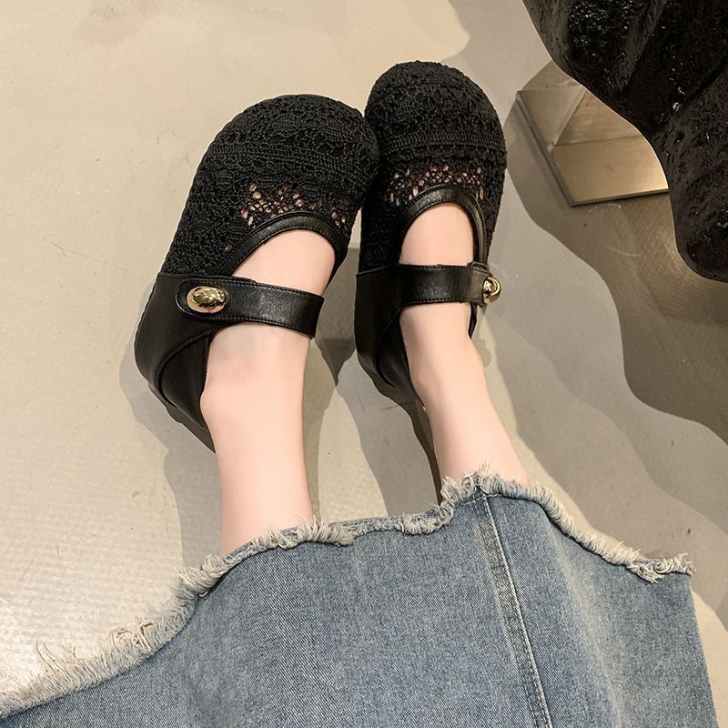 編織鏤空透氣厚底鞋女鞋