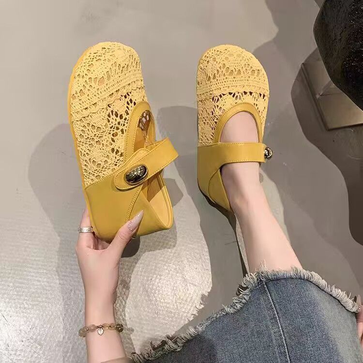 編織鏤空透氣厚底鞋女鞋