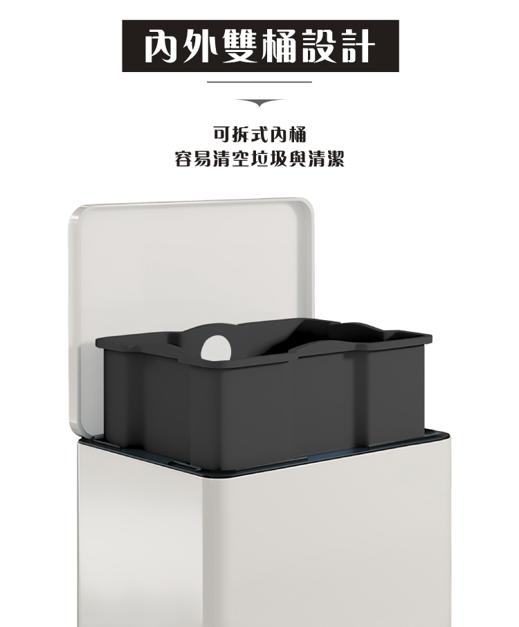 (2025 八月)【ANDYMAY2】格拉斯高質感靜音緩降不鏽鋼垃圾桶(OH-Q604)
