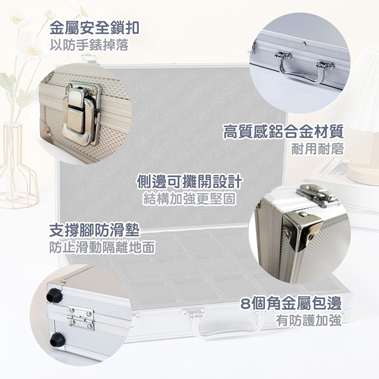 鋁合金邊框18格大容量手錶盒