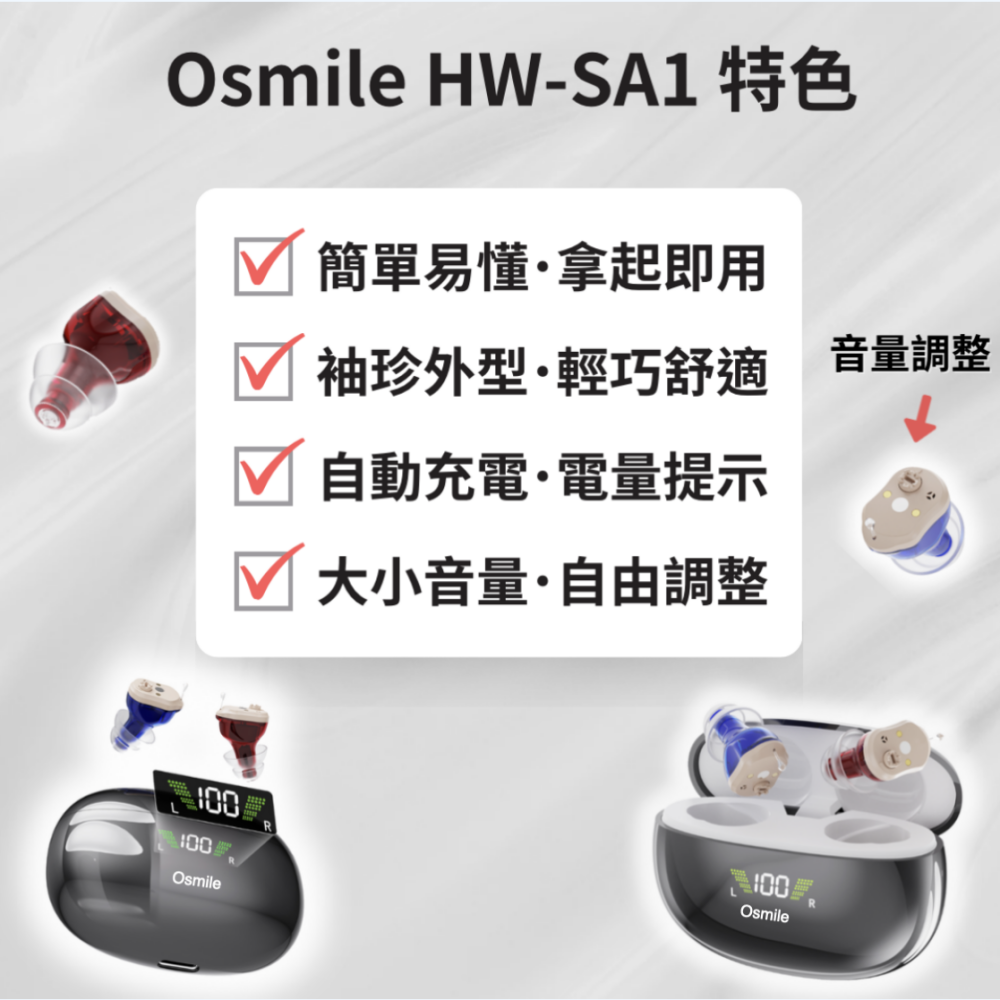 ​Osmile HW-SA1 銀髮 輔聽耳機 RZ (福利機)