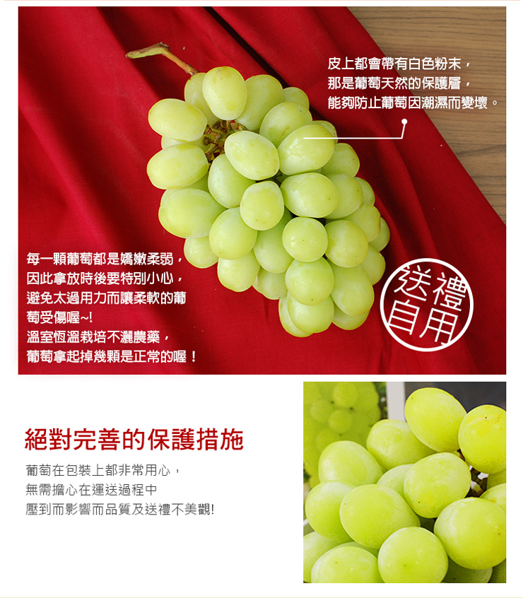 【築地一番鮮】日本空運無籽麝香葡萄禮盒(350g/串)