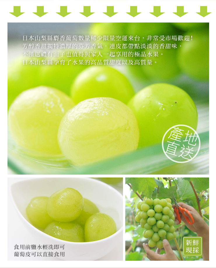 【築地一番鮮】日本空運無籽麝香葡萄禮盒(350g/串)