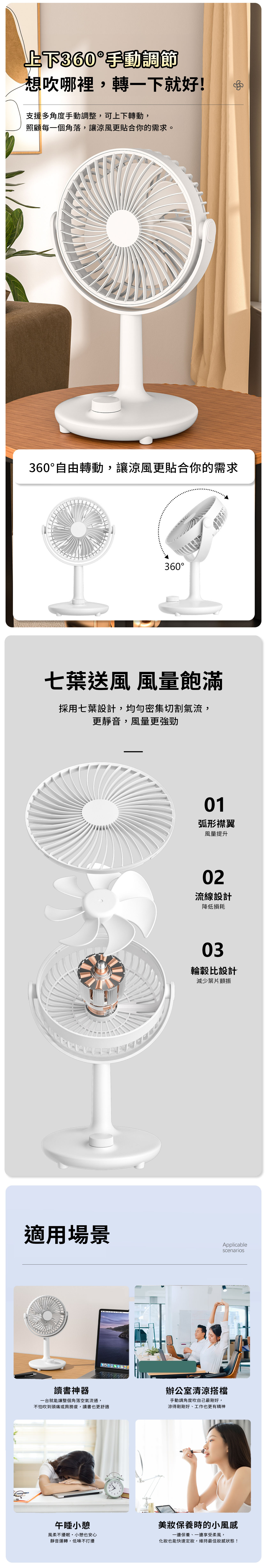 【APEX】360度旋轉DC循環桌風扇