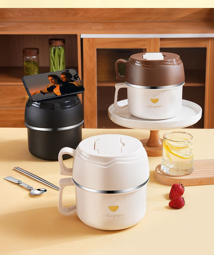 雙層隔熱大地色不鏽鋼保溫碗-2200ml