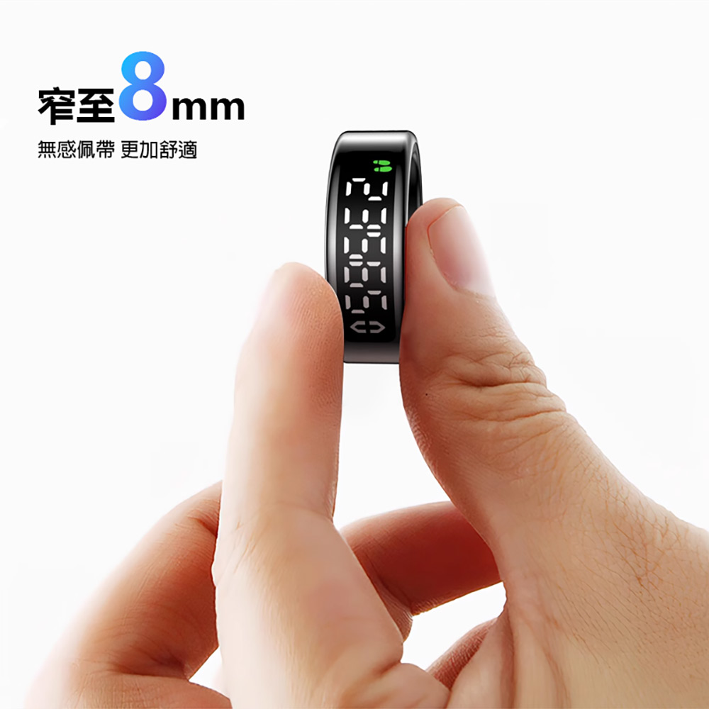 BLR-SY01 螢幕顯示觸控智能戒指 附充電盒(24小時監測 健康/心率/睡眠管理 運動模式 遠程遙控拍照)