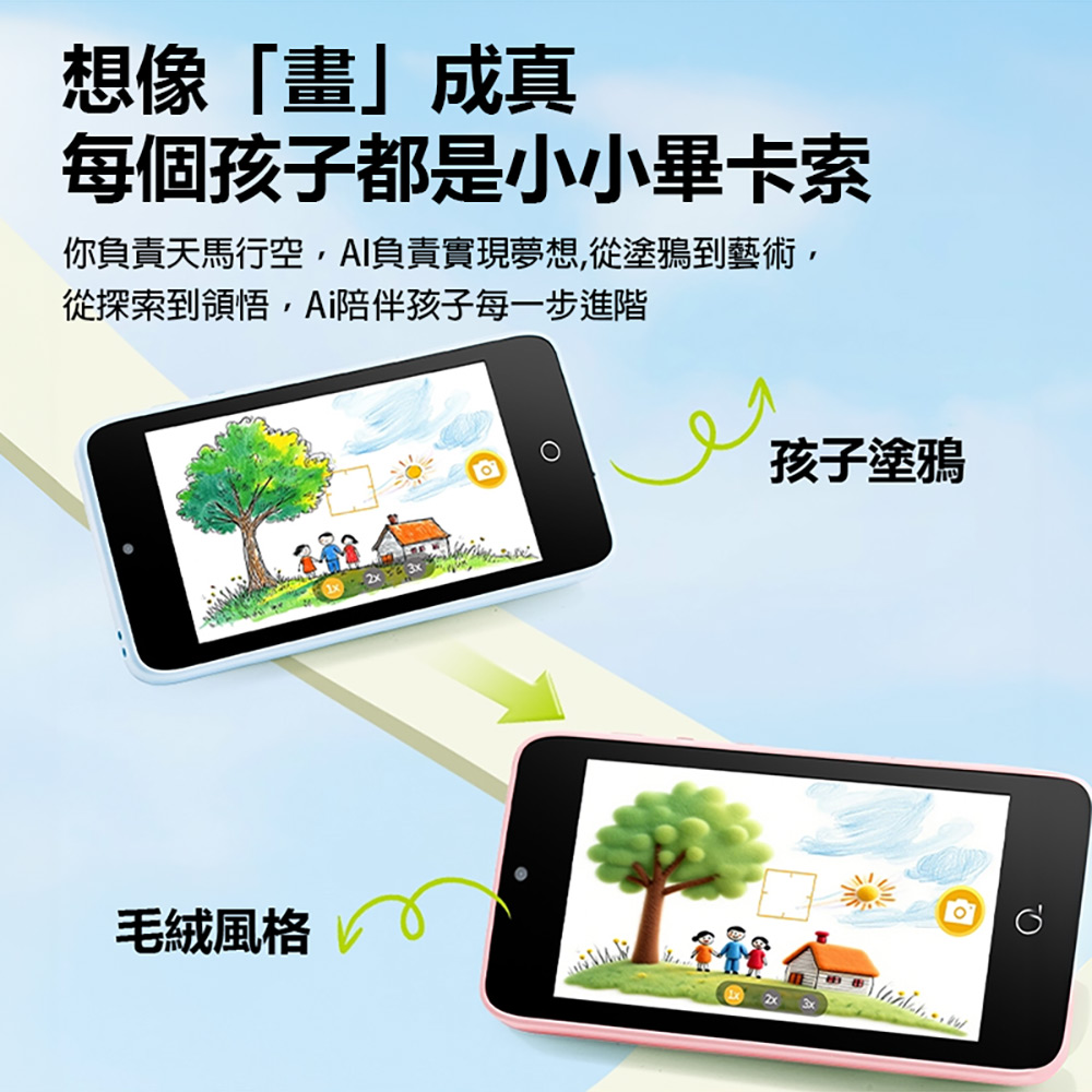 YT-A1 AI學習高畫質兒童相機 贈32GTF卡(AI識物 人像特效 藝術照片 前800後600萬像素拍照 1080P錄影)