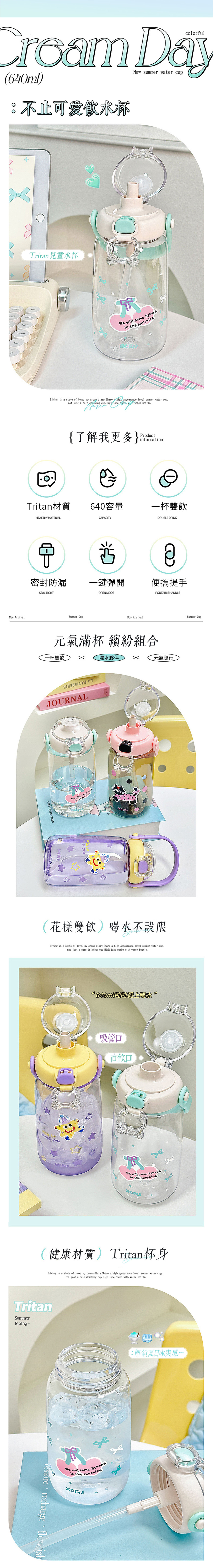 【APEX】tritan 一杯雙飲兒童水杯 640ml