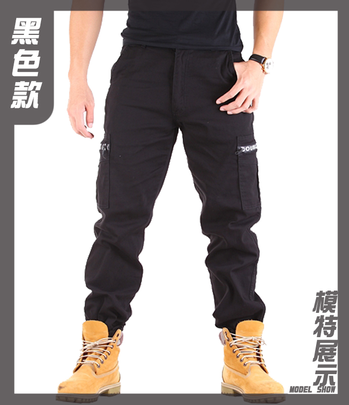 素面大側袋工作褲休閒長褲