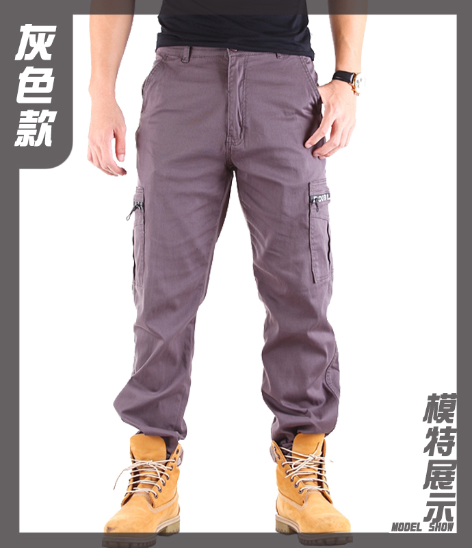 素面大側袋工作褲休閒長褲