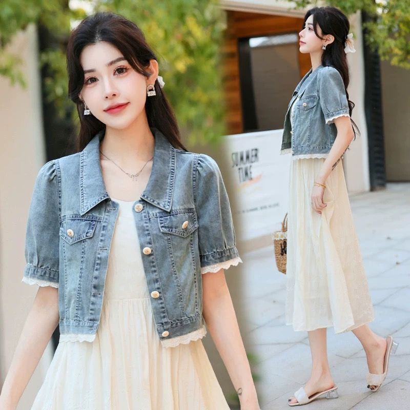 耐穿好搭風牛仔短袖牛仔外套