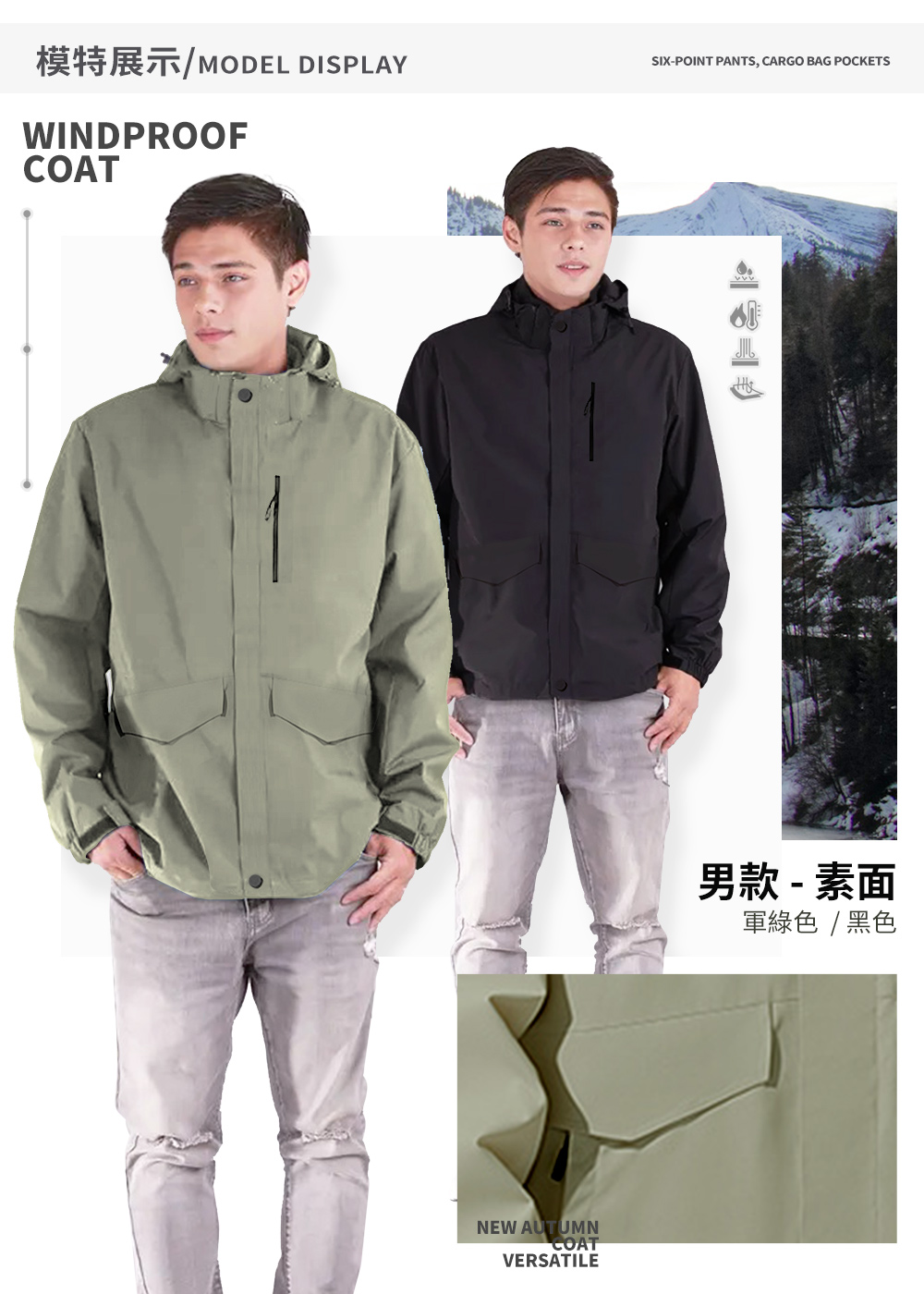 輕量防風防潑水 防曬戶外機能衝鋒外套(防風防潑水防曬薄外套) #25888