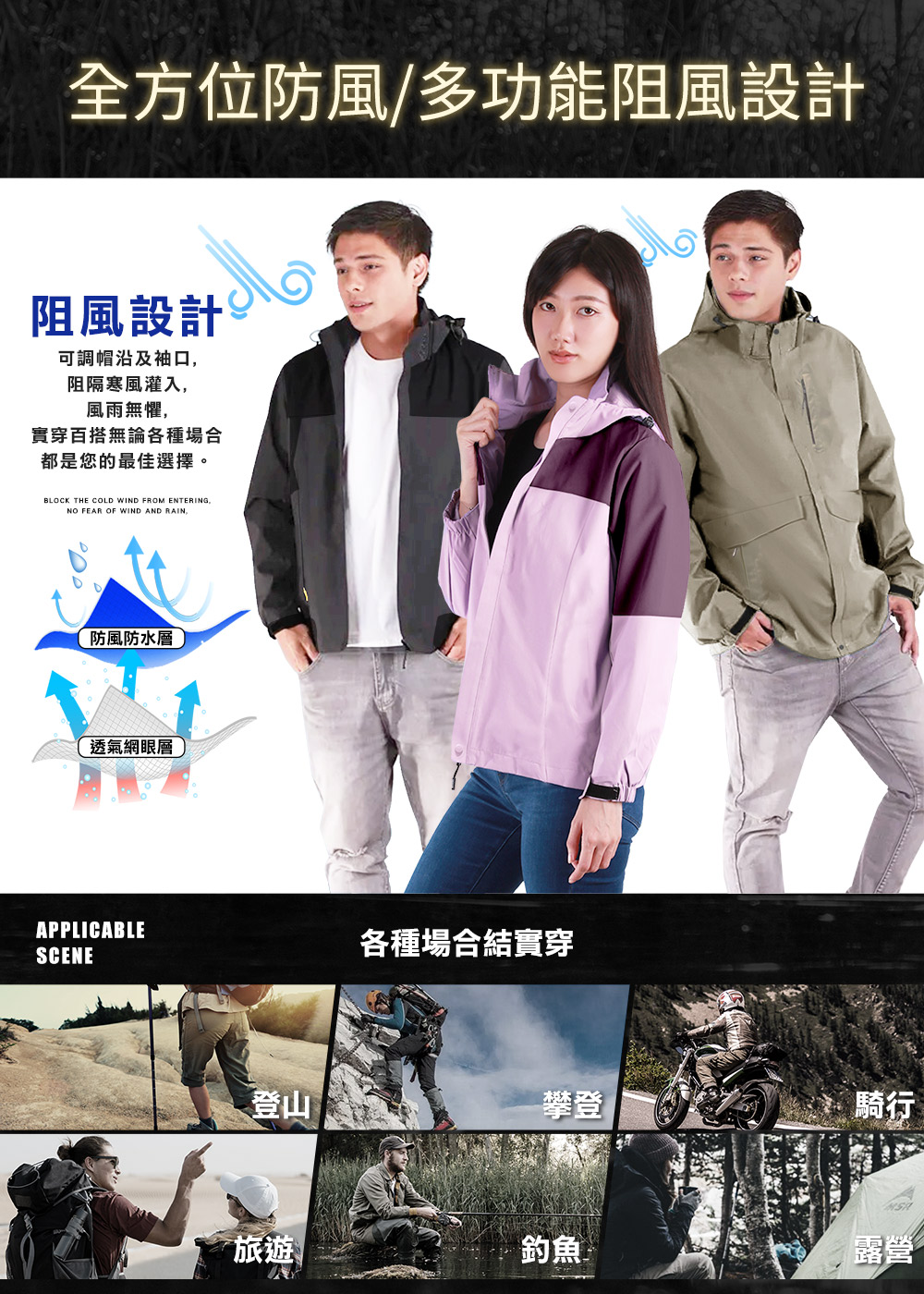 輕量防風防潑水 防曬戶外機能衝鋒外套(防風防潑水防曬薄外套) #25888