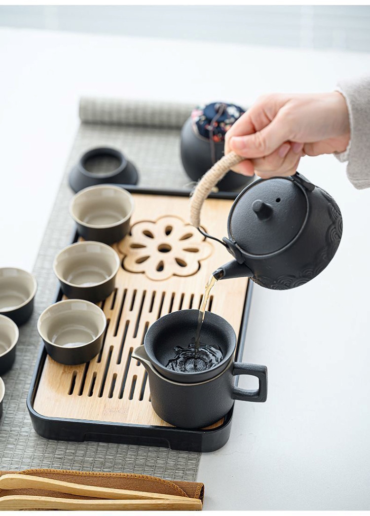 黑陶提梁壺露營茶具套組