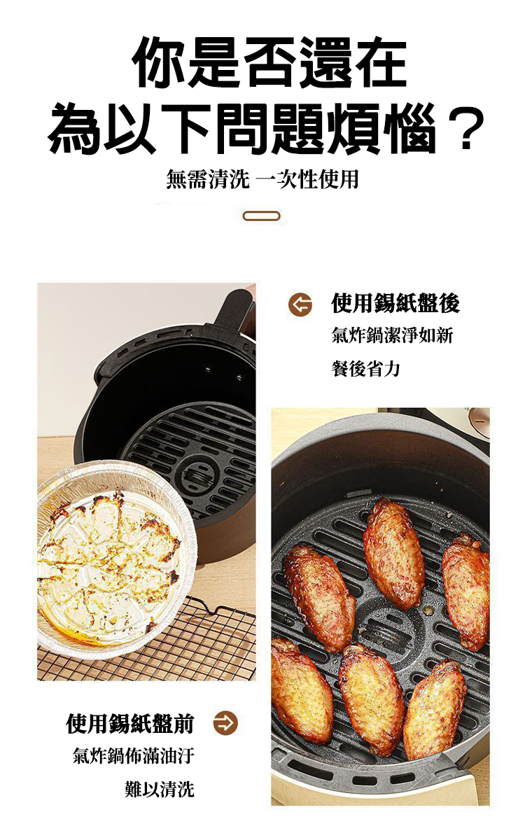 便捷免洗空氣炸鍋專用錫紙盤(100張)