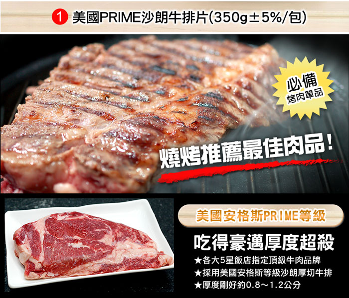 【築地一番鮮】中秋烤肉全牛饗宴(厚切沙朗+嫩肩牛排+牛肋條+帶骨牛排)