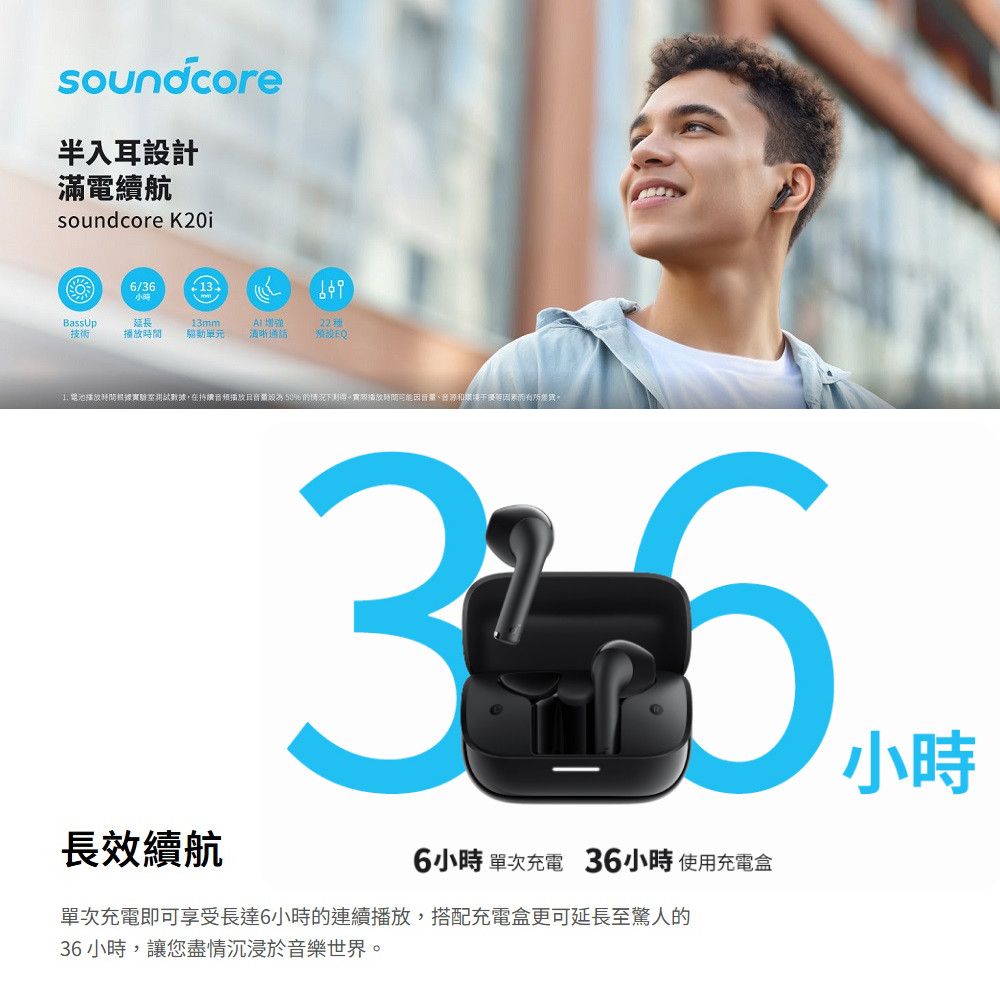 Soundcore聲闊K20i(A3994)半入耳式無線藍牙耳機