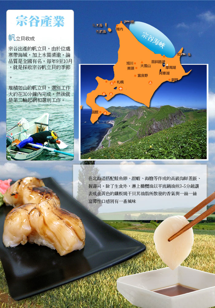 【築地一番鮮】北海道生食級刺身用大顆M干貝10顆(380g/包)