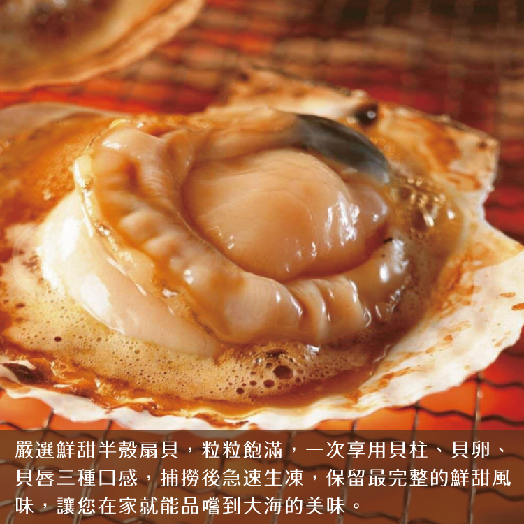 【勝崎生鮮】極鮮半殼扇貝300g