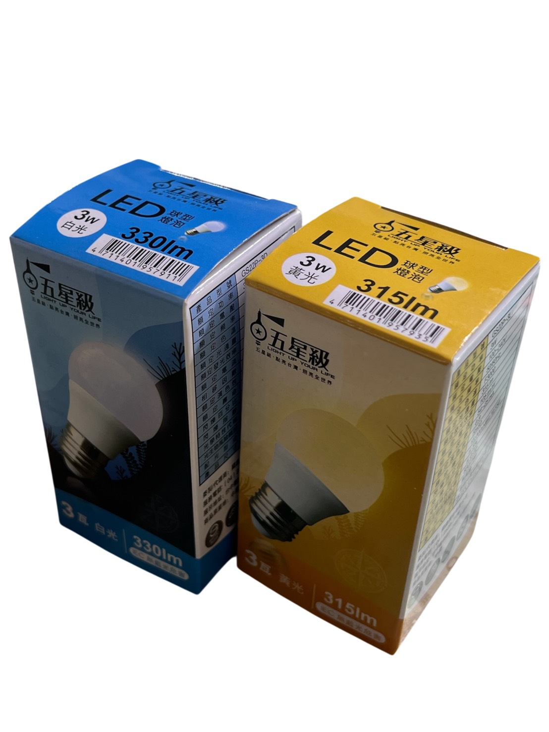 台灣認證五星級高效LED燈泡 3W 白光/黃光