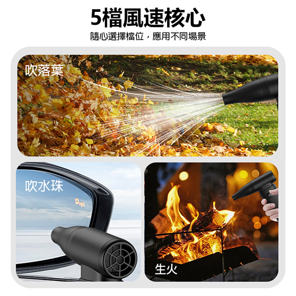 FAN-KXH-03 防塵器風扇 8件套裝組(13萬轉/分鐘 風速52米/秒 5檔風力 螢幕顯示 LED燈 吸吹抽充四合一)