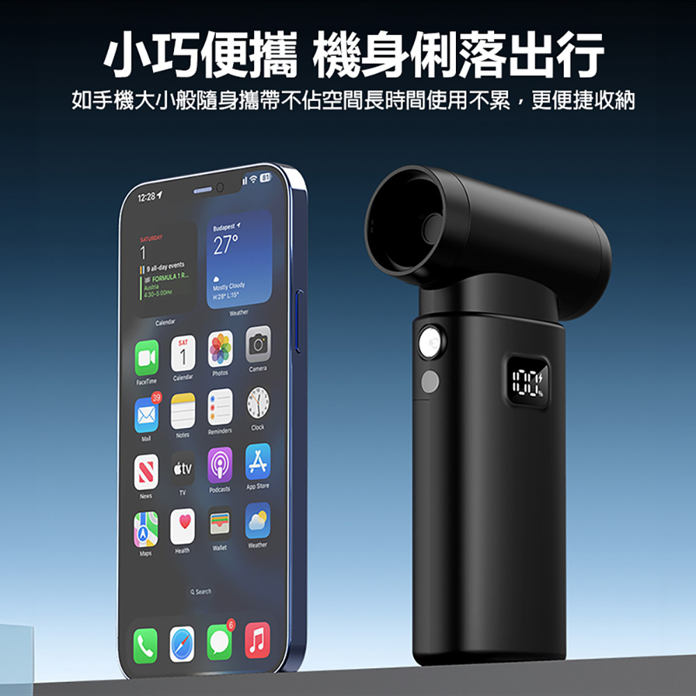 FAN-KXH-03 防塵器風扇 8件套裝組(13萬轉/分鐘 風速52米/秒 5檔風力 螢幕顯示 LED燈 吸吹抽充四合一)