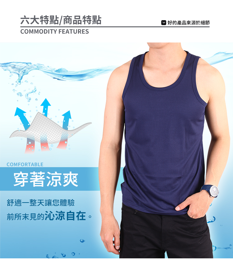 台灣製造 透氣速乾 硬漢內搭 純棉 排汗 背心 #074
