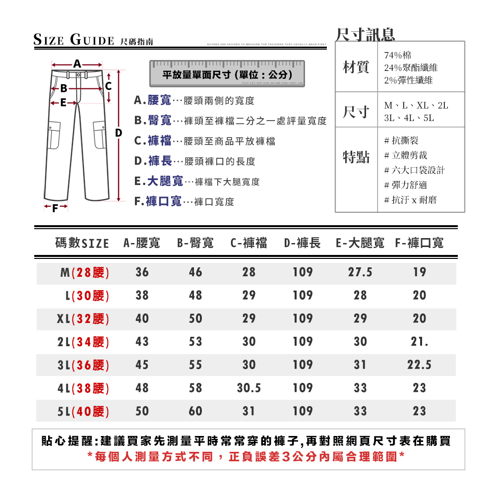 大收納大容量立體側袋高彈力 耐磨抗撕裂 耐汙 多口袋迷彩長褲 工作褲