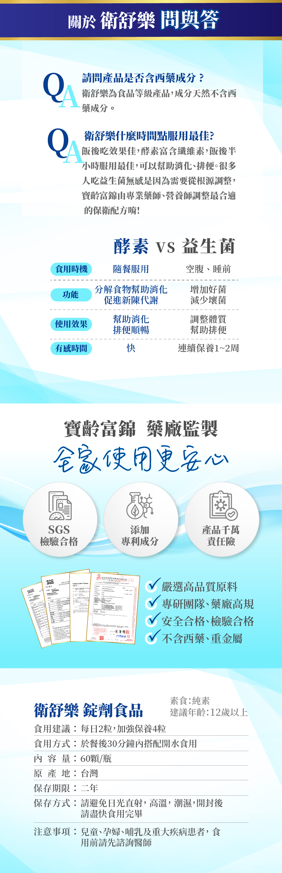 寶齡富錦 衛舒樂 酵素+Glutamine (60顆/盒)