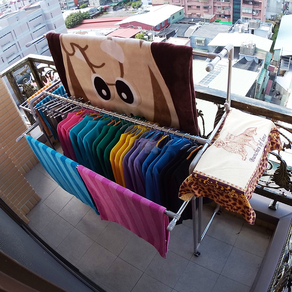 可移動四桿加厚不鏽鋼曬衣架