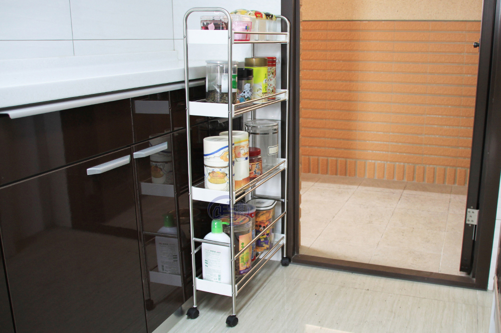 【百鈴】卡豪收不鏽鋼四層活動置物架