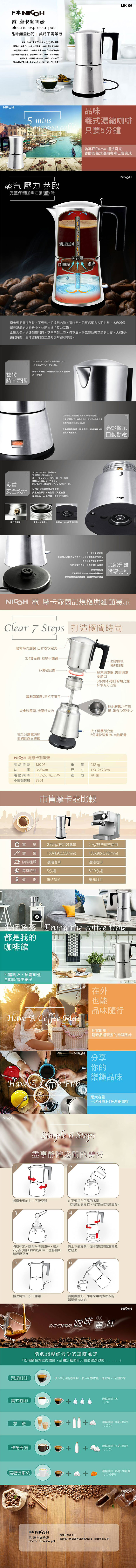 【日本 NICOH】 電動摩卡咖啡壺 MK-06