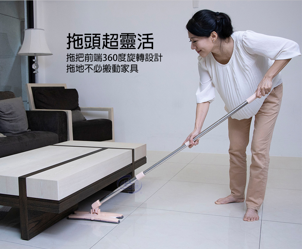 【百鈴】易手擰免沾手X型平板拖把