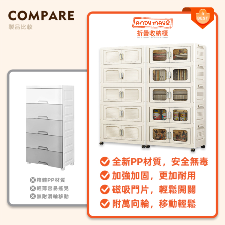 【ANDYMAY2】大櫻加深款雙開門折疊收納櫃(AM-R600)