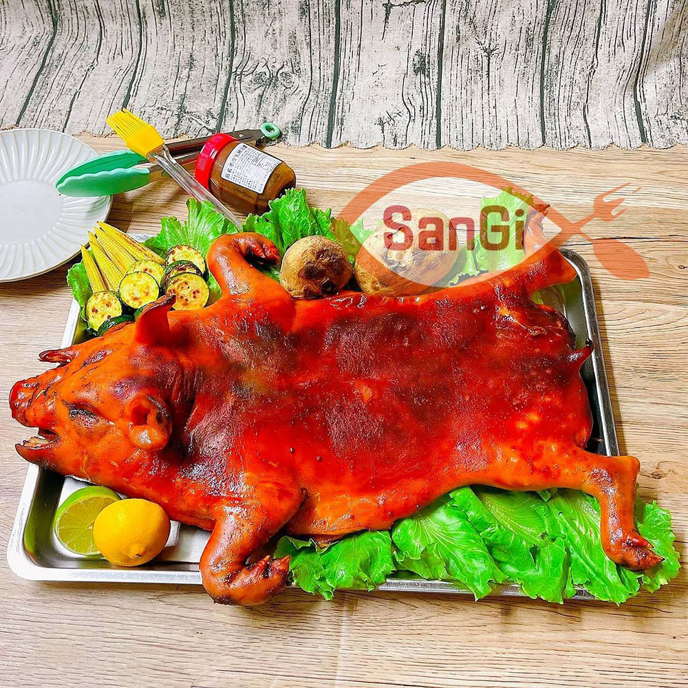 【賣魚的家】黃金脆皮烤乳豬(7斤/隻)(附烤架)  共1盒組