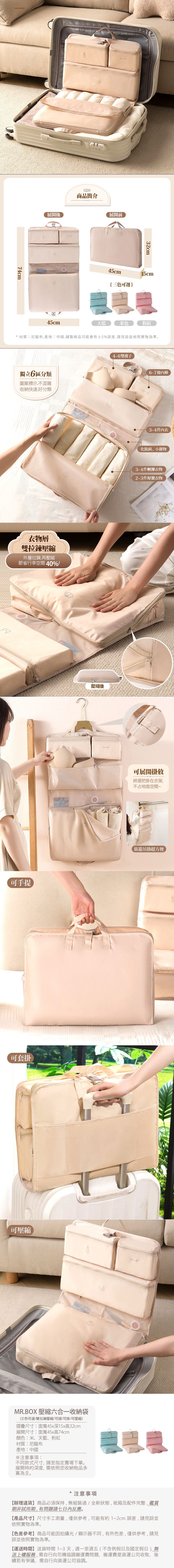 【Mr.box】壓縮六合一旅行收纳袋-可套壓缩款