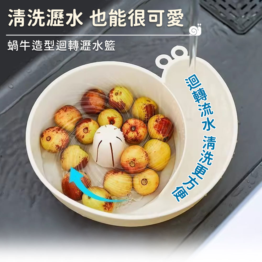 水沖自轉蝸牛洗水果盆