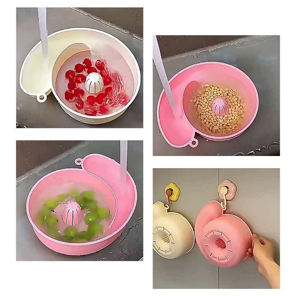水沖自轉蝸牛洗水果盆