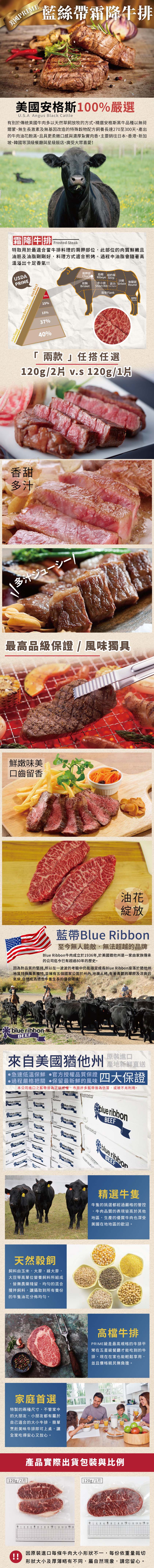 【勝崎生鮮】美國PRIME藍絲帶霜降牛排120g-大小片二款規格任選~板腱 嫩肩 雪花牛排