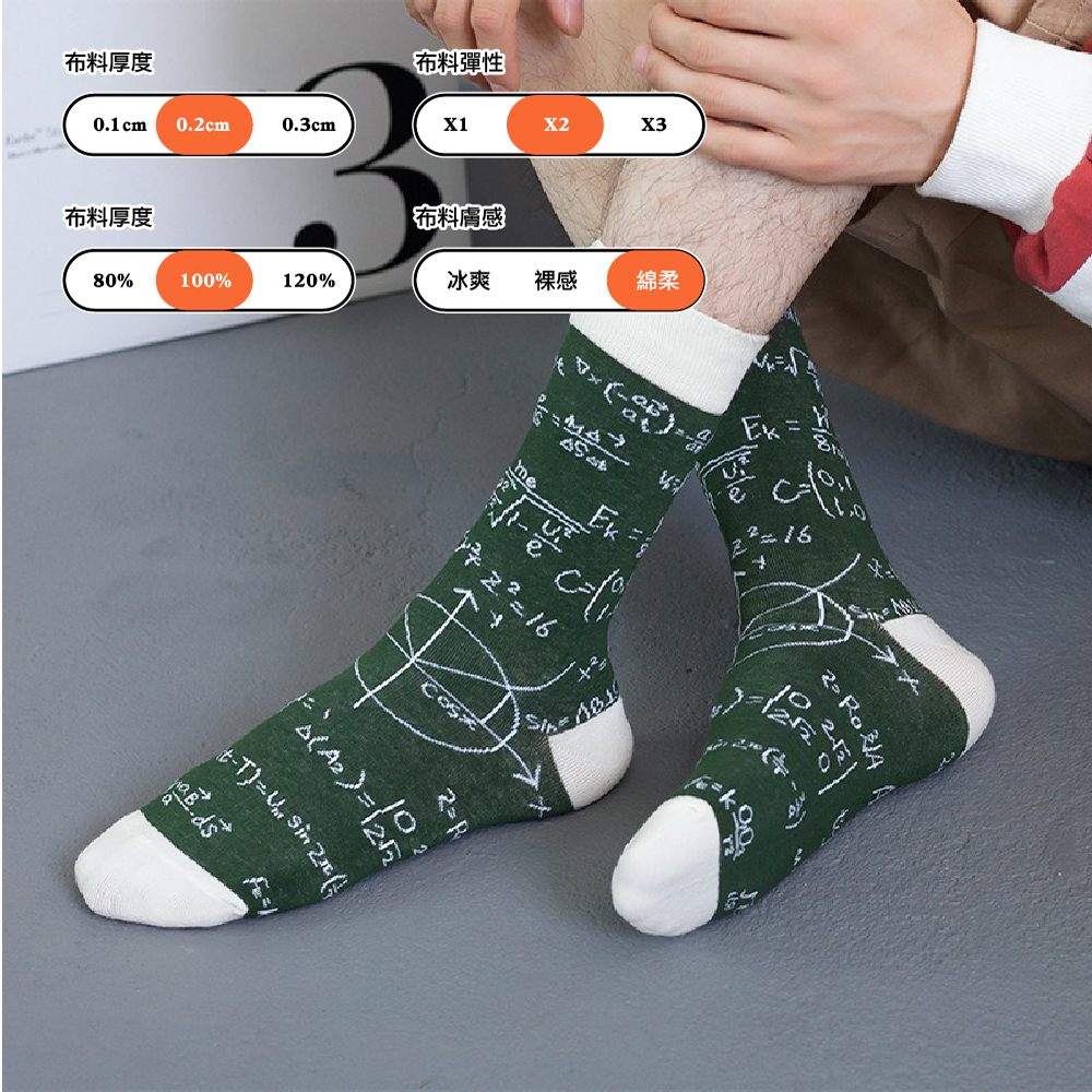 INS男女情侶款潮流時尚圖案趣味個性中筒襪子5入組
