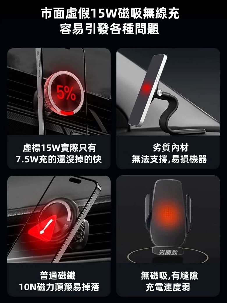 炫彩磁吸無線充電車用支架(兩款可選)